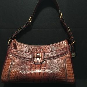 BRAHMIN Croc Emboss Leather Izzie Pecan Melbourne